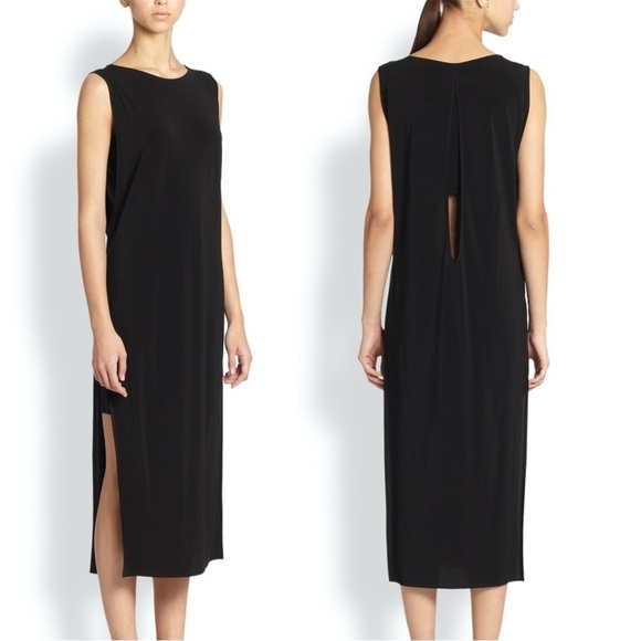 HELMUT LANG Faint High Slit Jersey Dress Black Size Small - Picture 2 of 12
